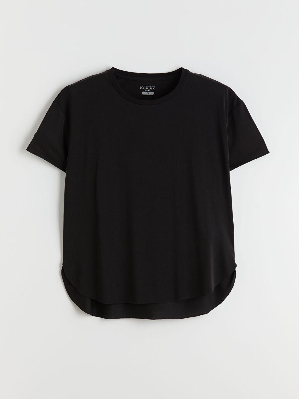 Siyah Bisiklet Yaka Modal Karışımlı Kadın Spor Tişört-4