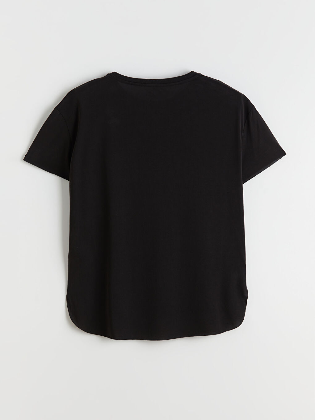 Siyah Bisiklet Yaka Modal Karışımlı Kadın Spor Tişört-5