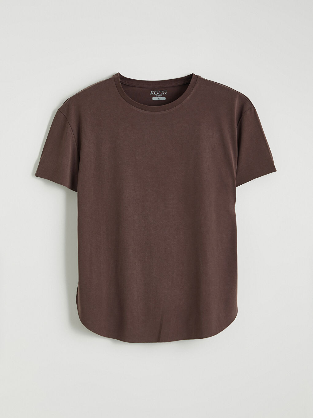 Kahverengi Bisiklet Yaka Modal Karışımlı Kadın Spor Tişört-4