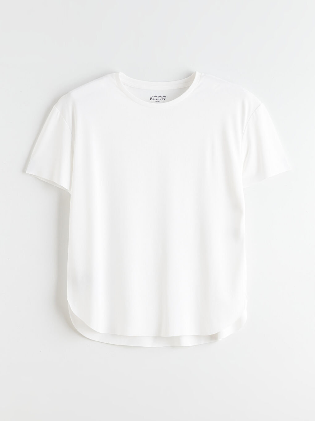 Beyaz Bisiklet Yaka Modal Karışımlı Kadın Spor Tişört-4