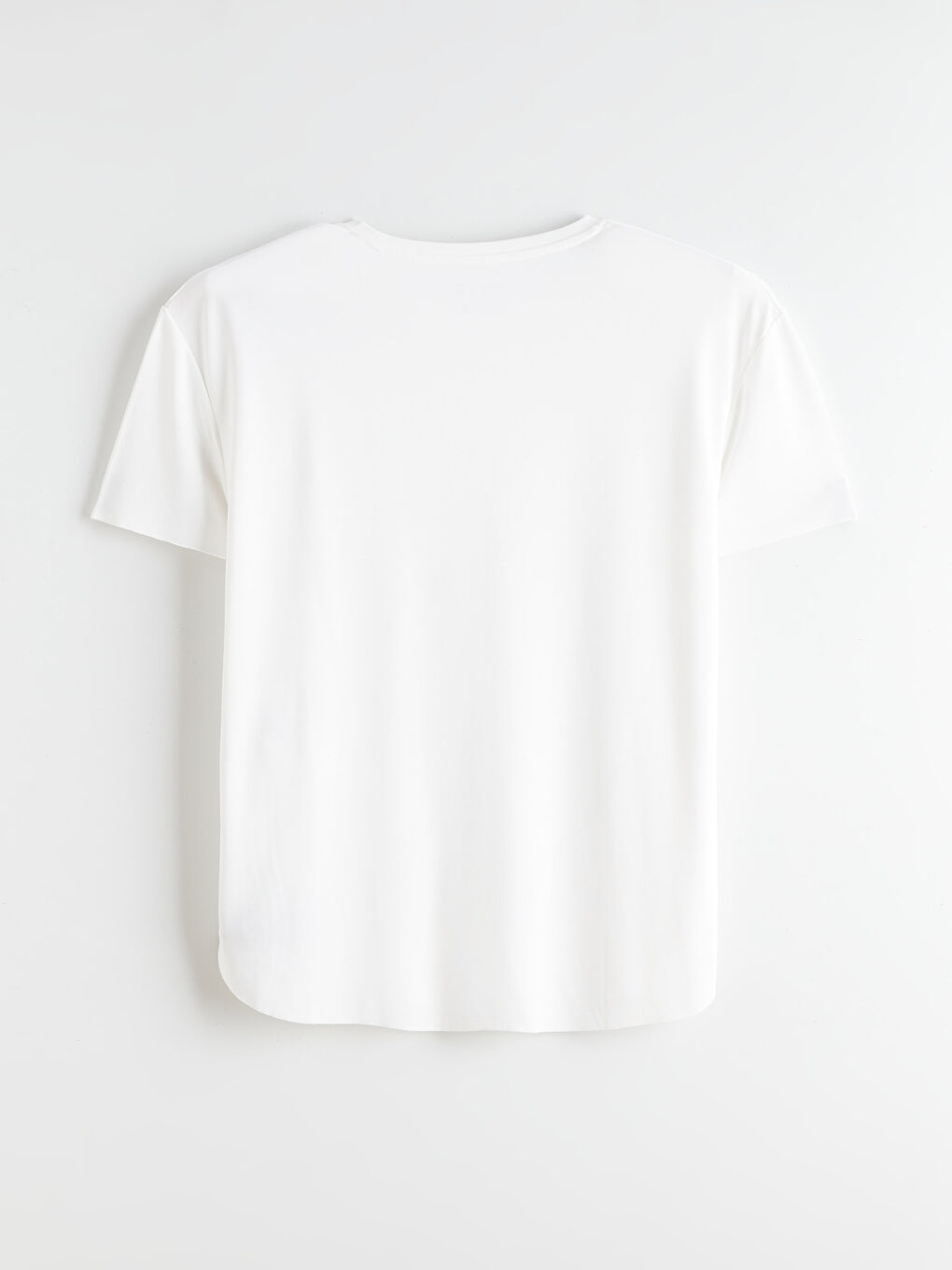 Beyaz Bisiklet Yaka Modal Karışımlı Kadın Spor Tişört-5