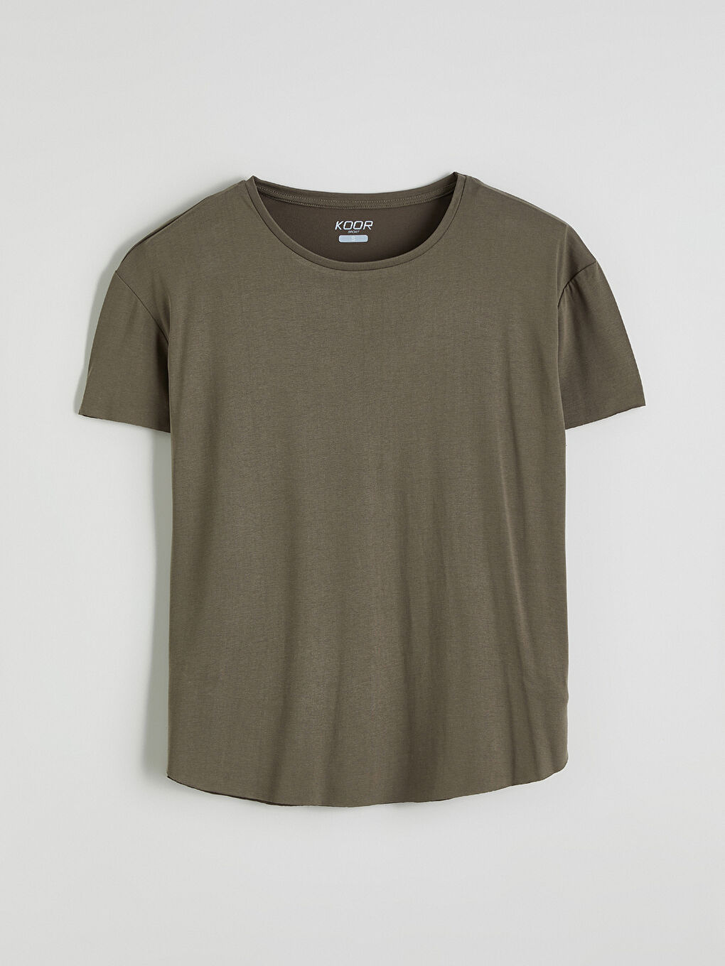 Kahverengi Bisiklet Yaka Modal Karışımlı Kadın Spor Tişört