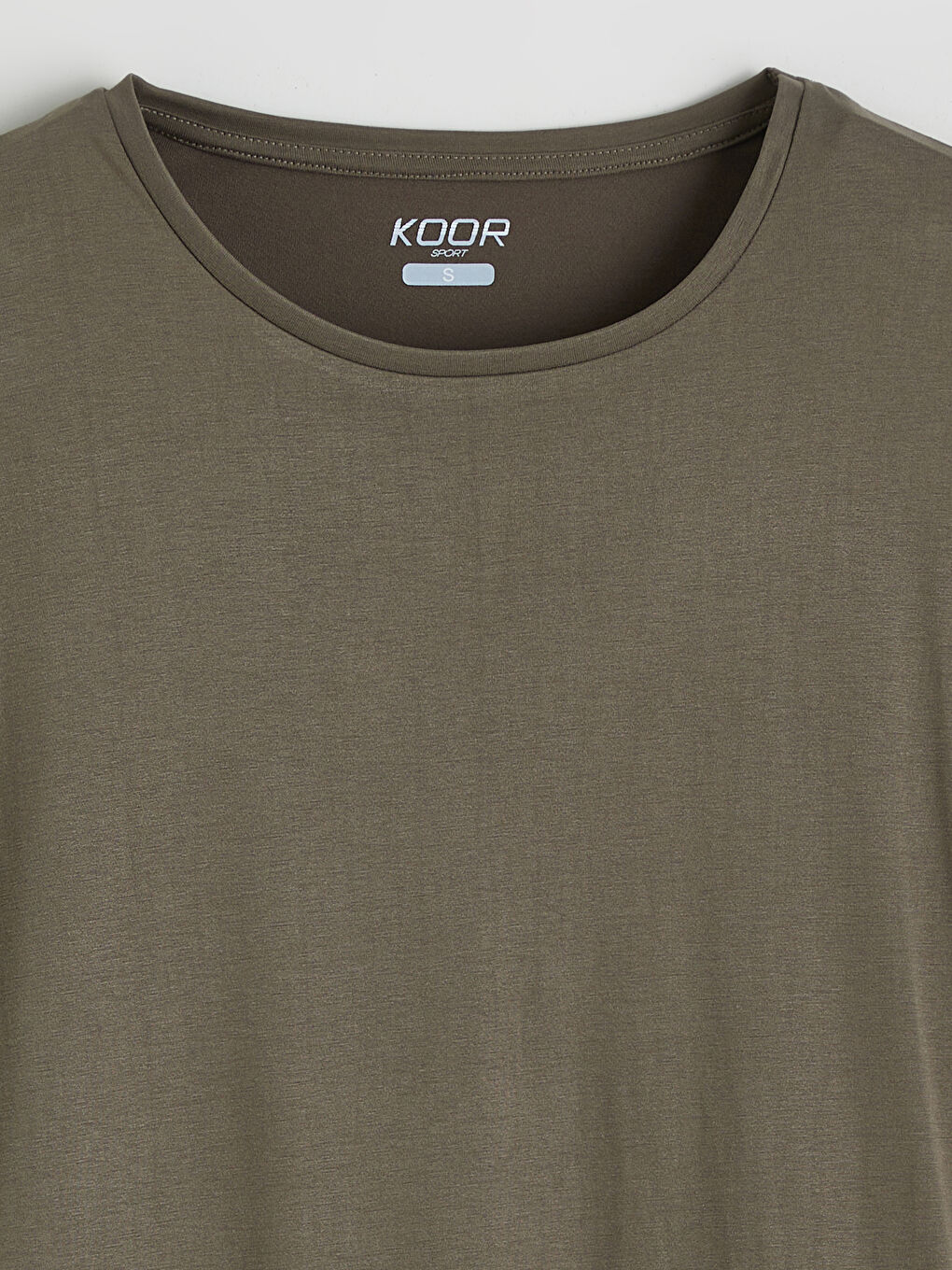 Kahverengi Bisiklet Yaka Modal Karışımlı Kadın Spor Tişört-1