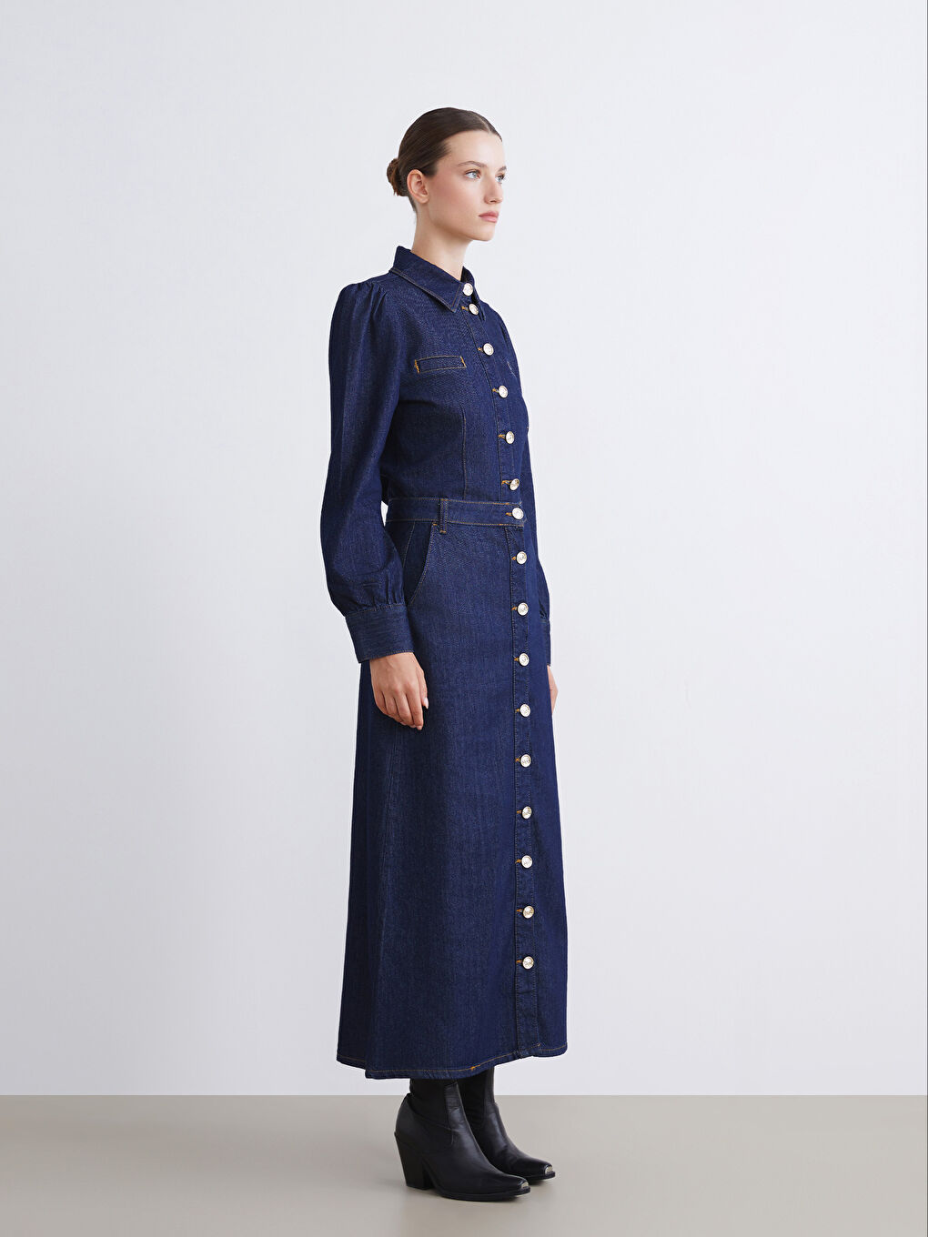 تنورة جينز نيلي امرأة-4