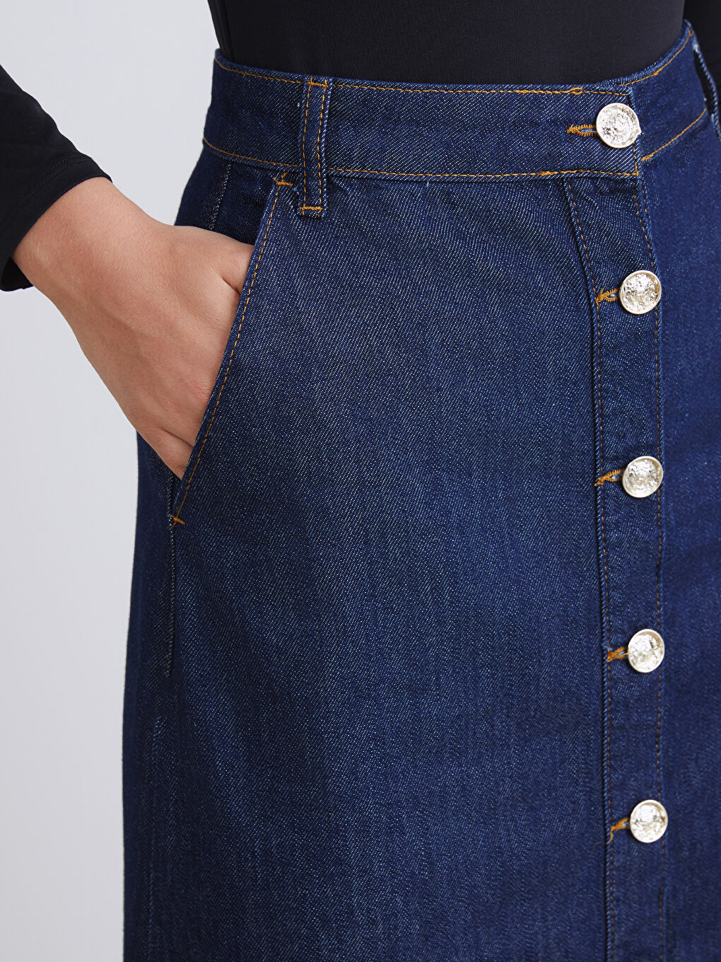 تنورة جينز نيلي امرأة-5