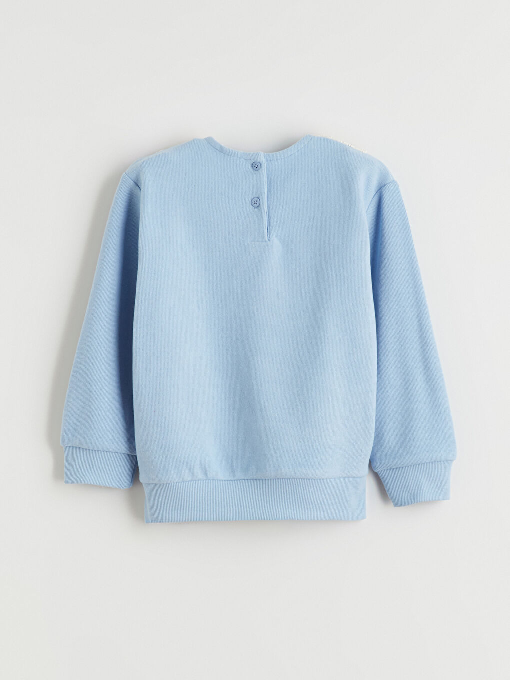 Mavi Bisiklet Yaka Çiçekli Kız Çocuk Sweatshirt-1