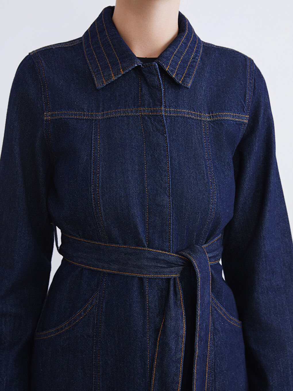 Collared Neck Women's Denim Jacket-4