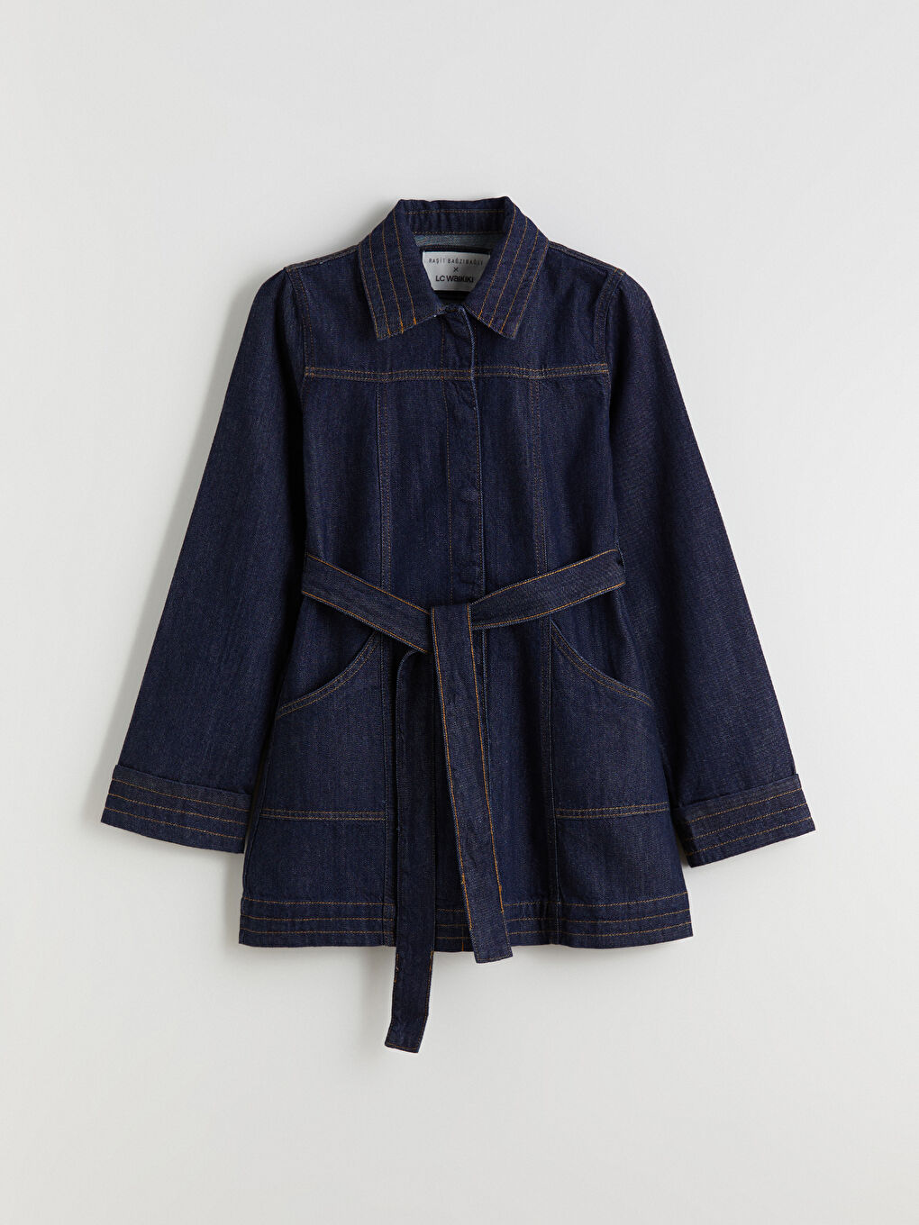 Collared Neck Women's Denim Jacket-6