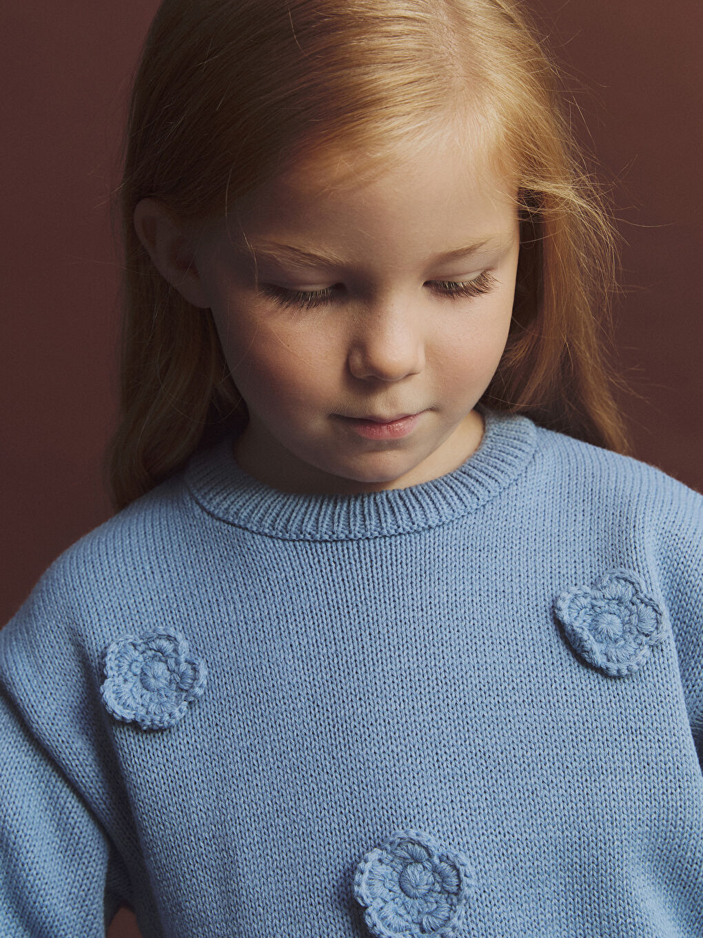 Mavi Bisiklet Yaka Nakışlı Uzun Kollu Kız Çocuk Kazak-2