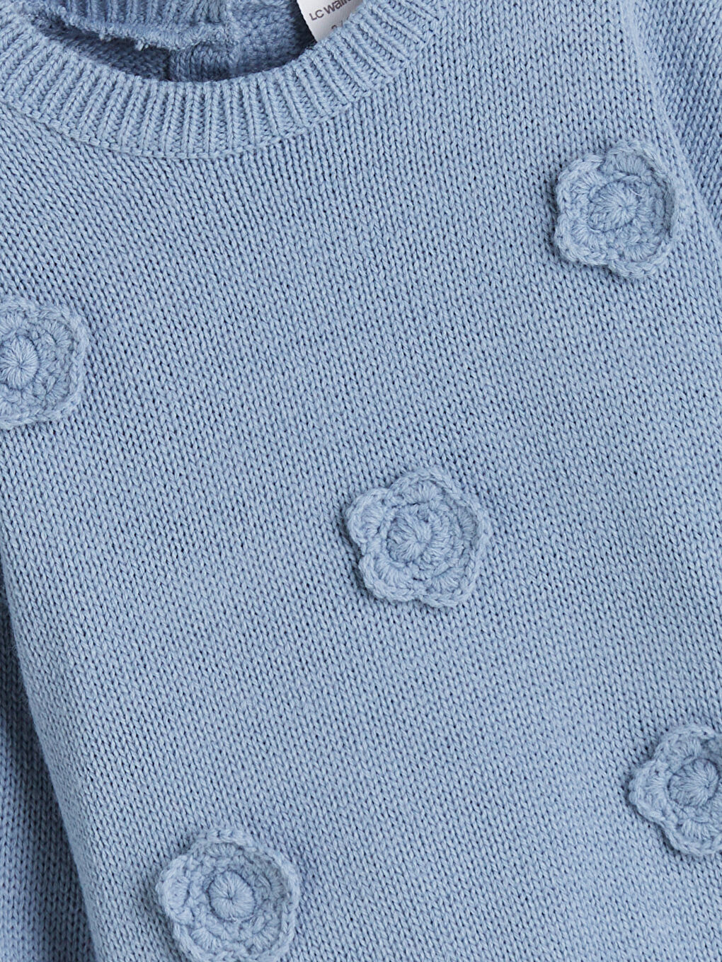 Mavi Bisiklet Yaka Nakışlı Uzun Kollu Kız Çocuk Kazak-4