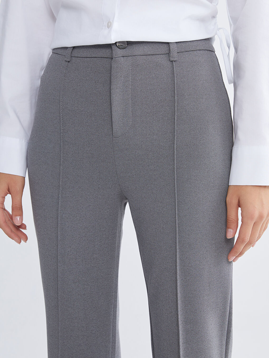 Antrasit Dar Fit İspanyol Paça Kadın Pantolon-2