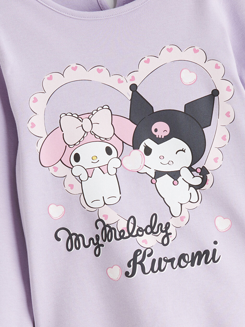 Lila Kuromi Lisanslı Kız Çocuk Tişört-1