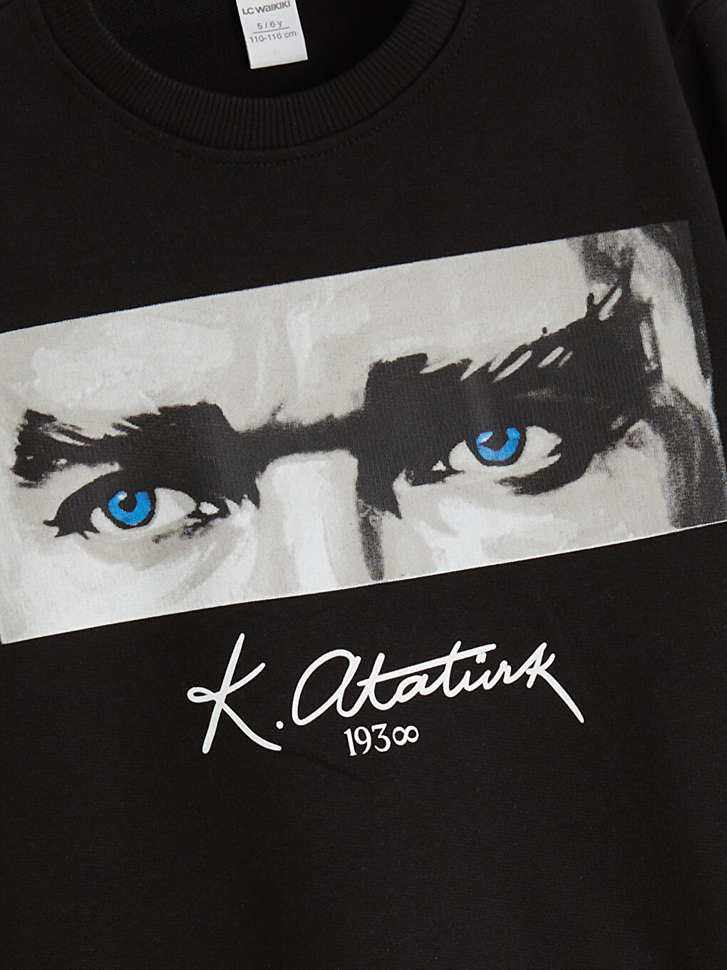 Siyah Atatürk Baskılı Erkek Çocuk Sweatshirt-1