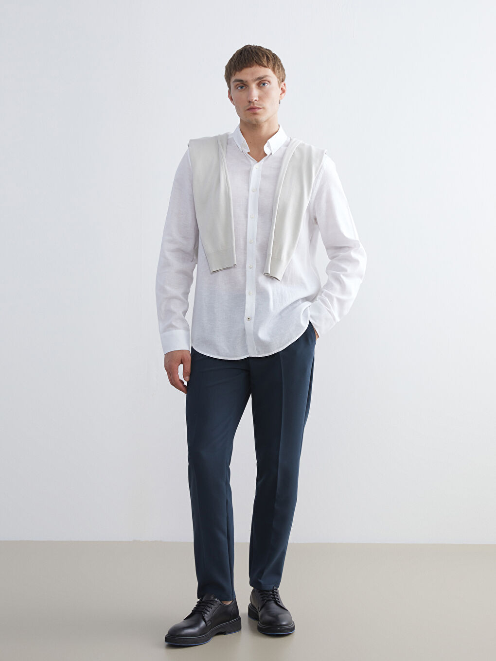 Petrol Standart Kalıp Erkek Pantolon-2