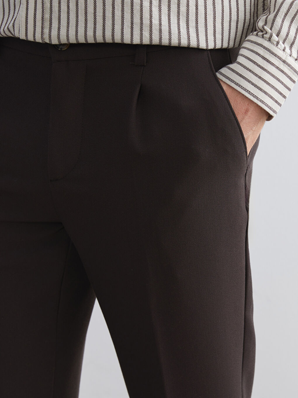 Kahverengi Standart Kalıp Erkek Pantolon-2