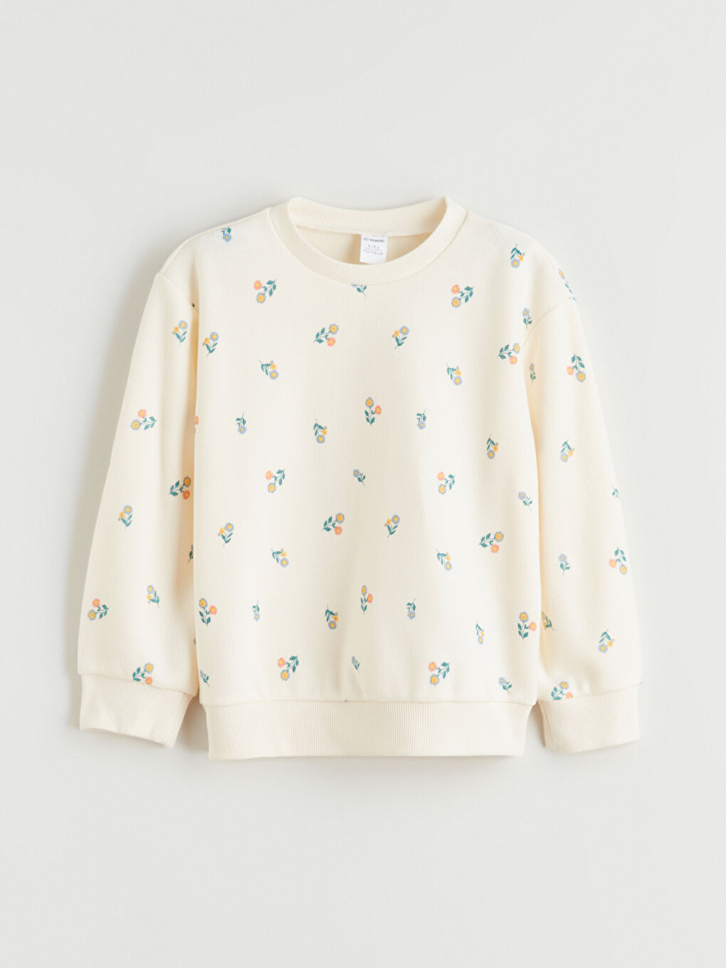 Mavi Bisiklet Yaka Çiçekli Kız Çocuk Sweatshirt 2'li-6