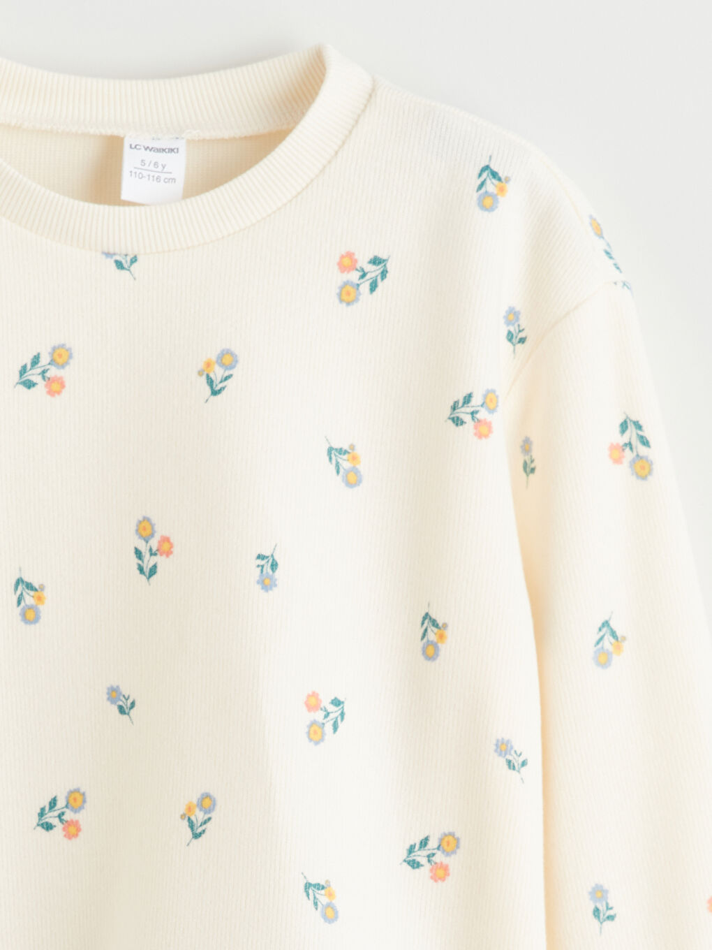 Mavi Bisiklet Yaka Çiçekli Kız Çocuk Sweatshirt 2'li-7