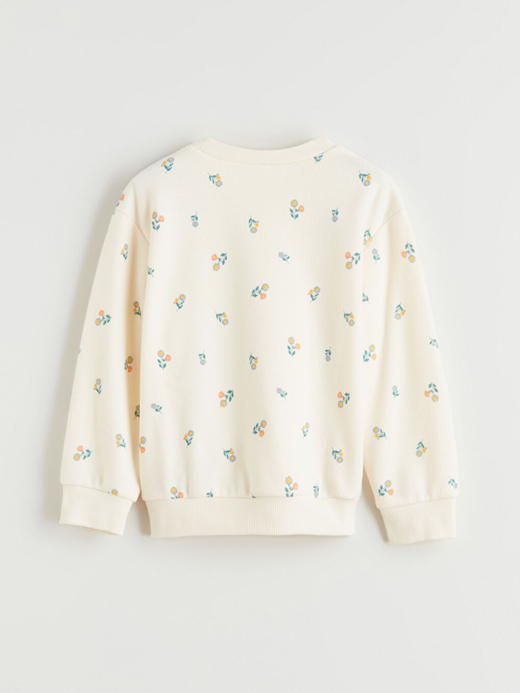 Mavi Bisiklet Yaka Çiçekli Kız Çocuk Sweatshirt 2'li-8