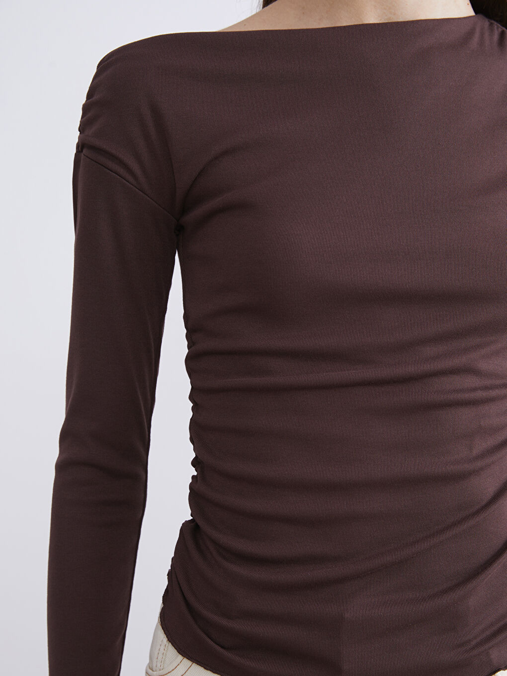 Slash Neck Ruched Blouse-2