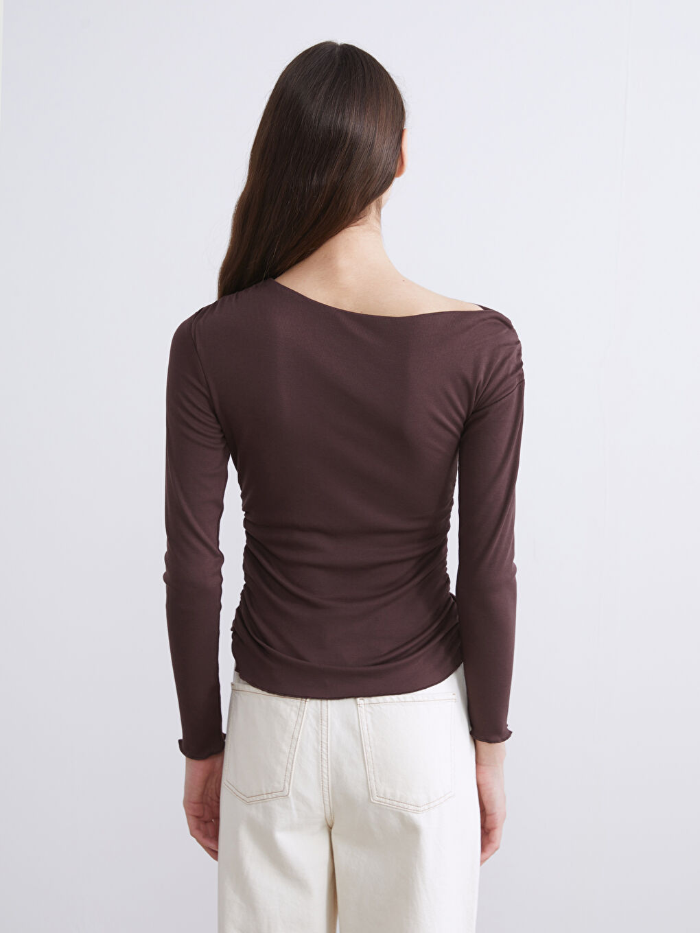 Slash Neck Ruched Blouse-3