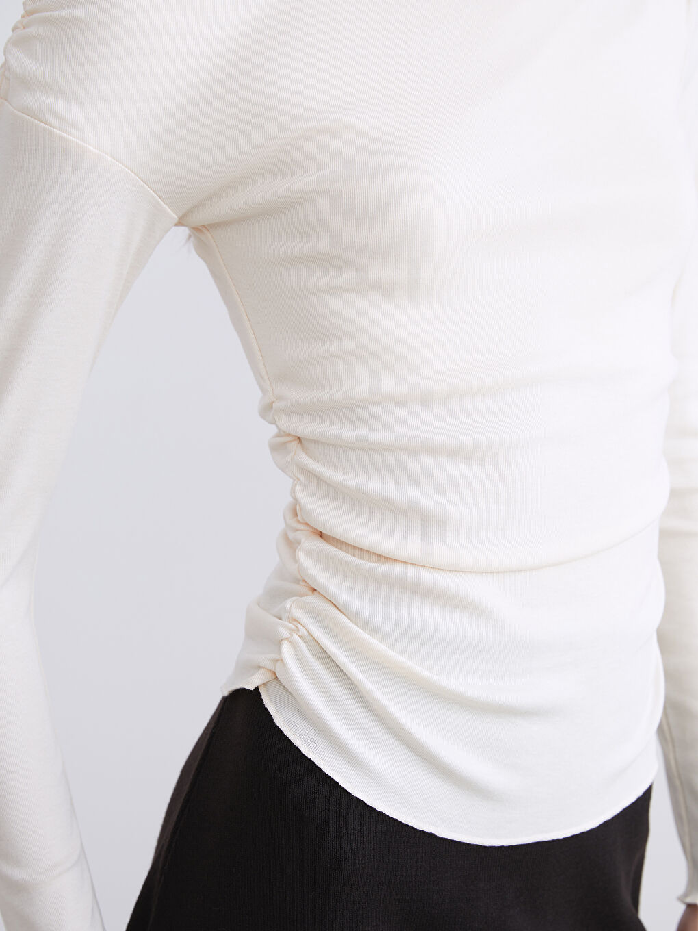 Slash Neck Ruched Blouse-2