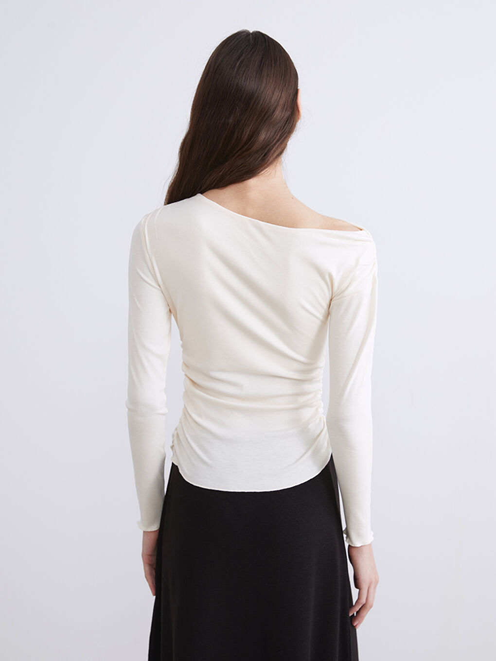 Slash Neck Ruched Blouse-3
