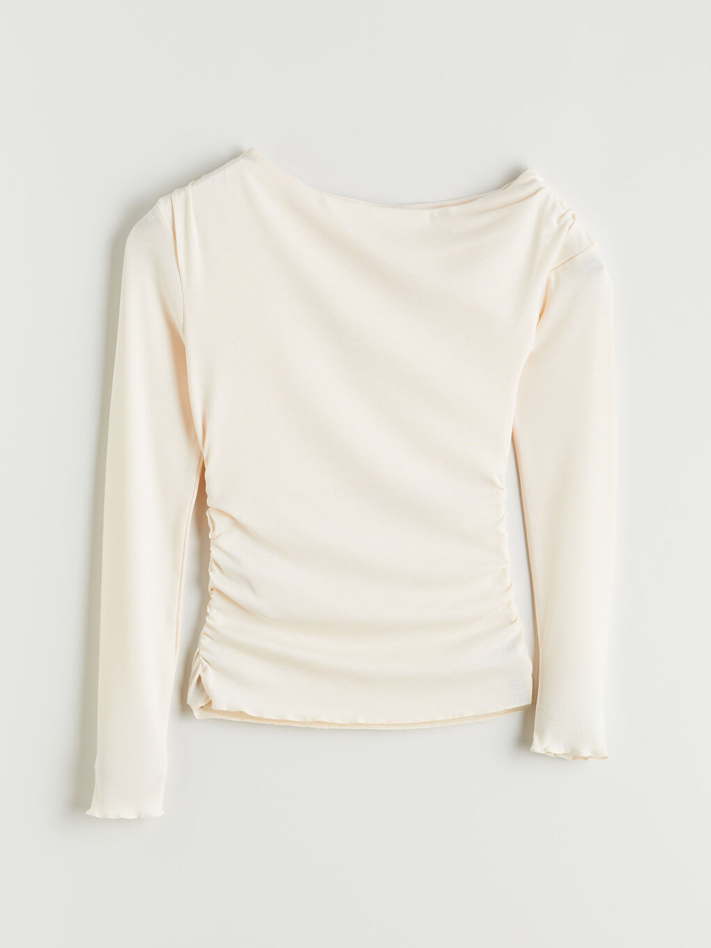 Slash Neck Ruched Blouse-5