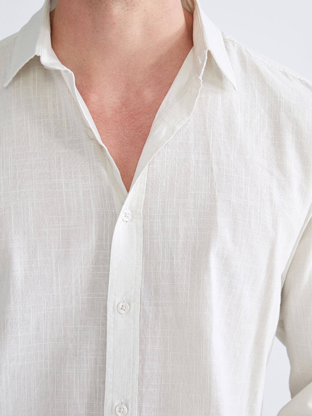 Gri Regular Fit Uzun Kollu Poplin Erkek Gömlek-2