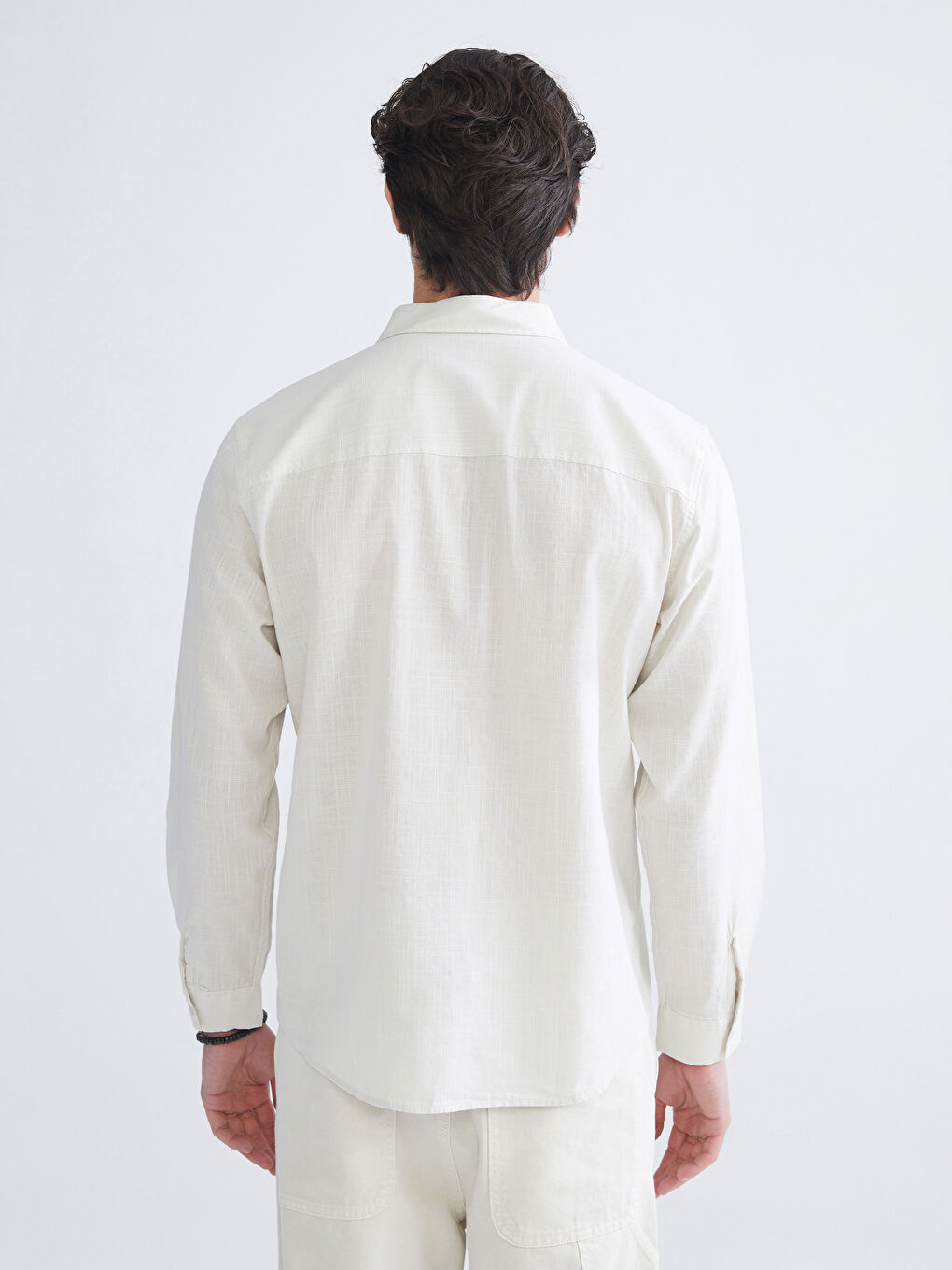 Gri Regular Fit Uzun Kollu Poplin Erkek Gömlek-3