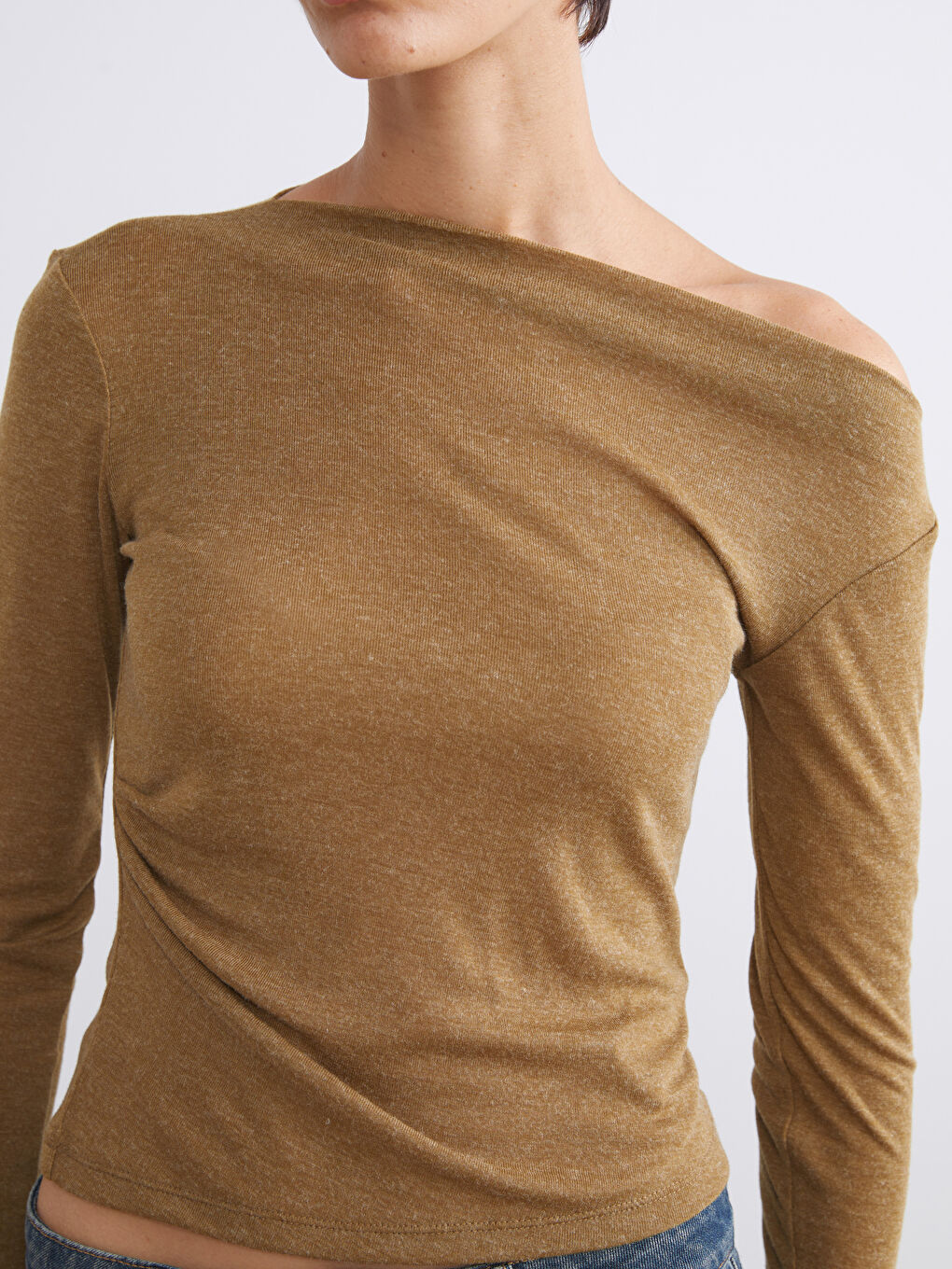 Draped Neck Ruched Blouse-2