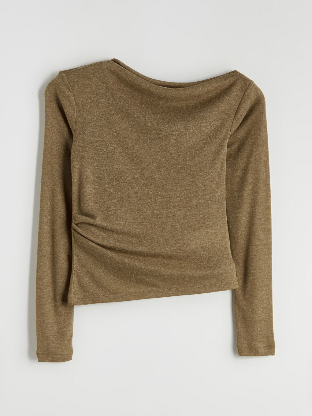 Draped Neck Ruched Blouse-4