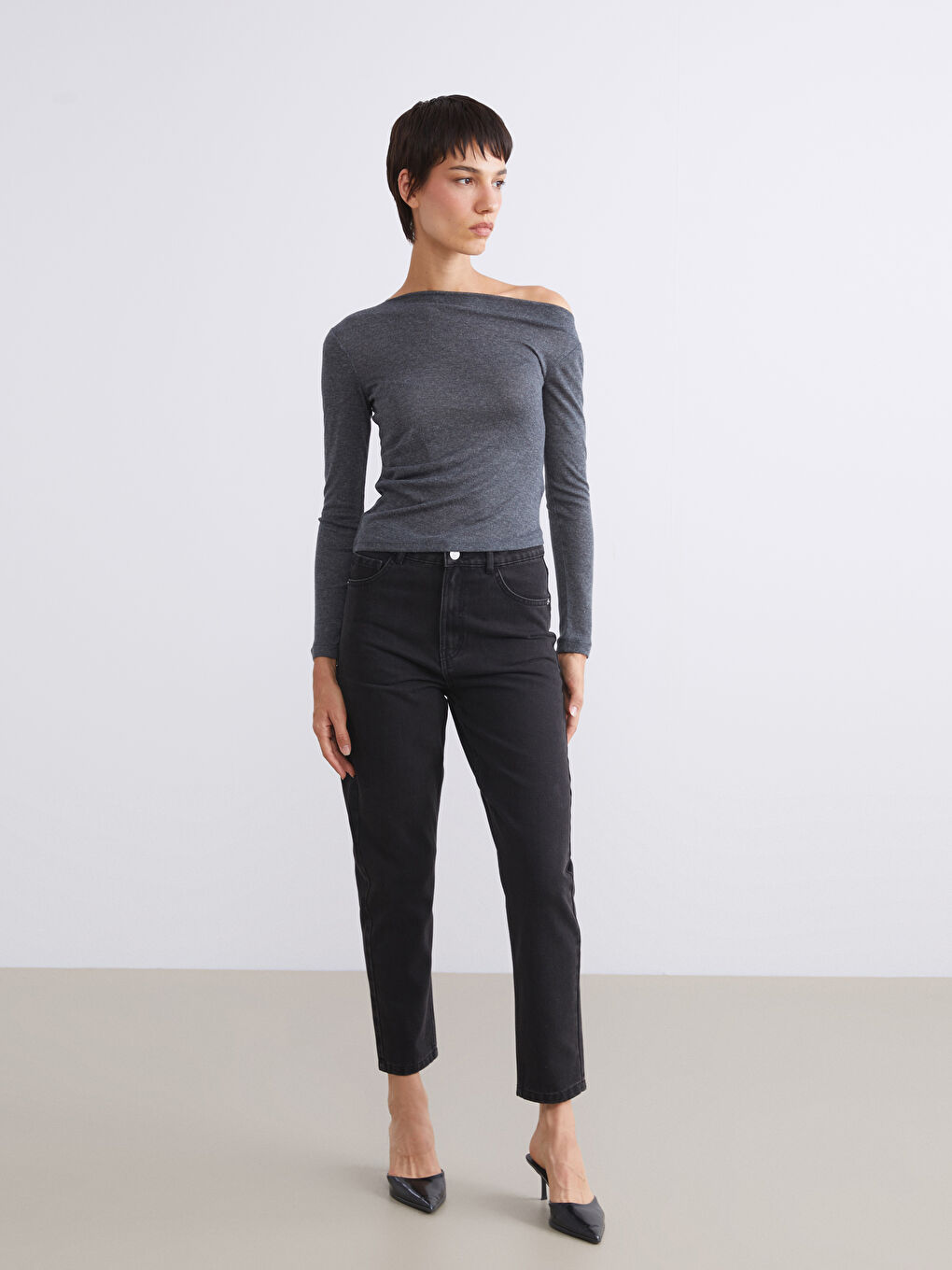 Draped Neck Ruched Blouse-1