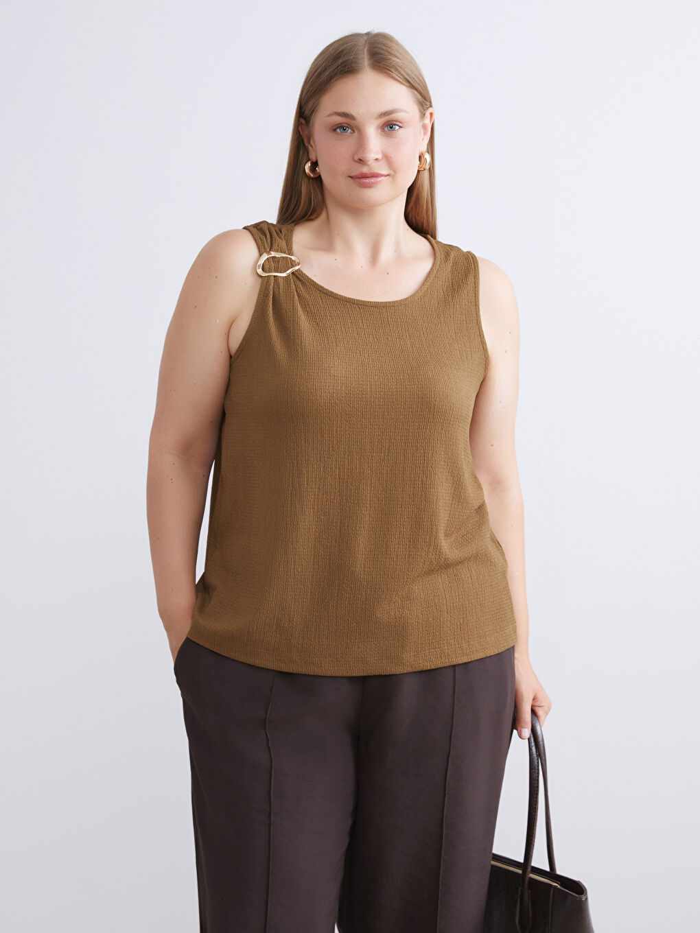 Crew Neck Textured Blouse-1