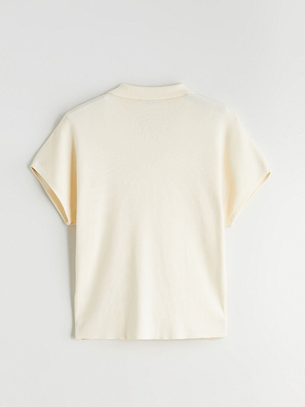 Ekru Polo Yaka Kadın Triko Kazak-5