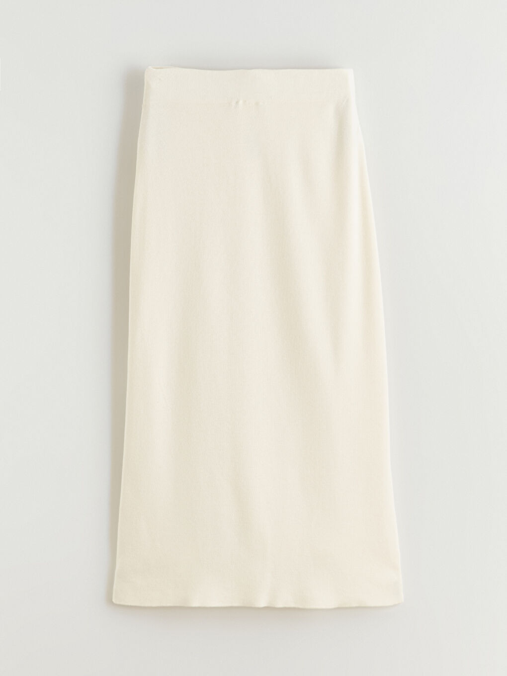 Ekru Beli Lastikli Triko Etek-5