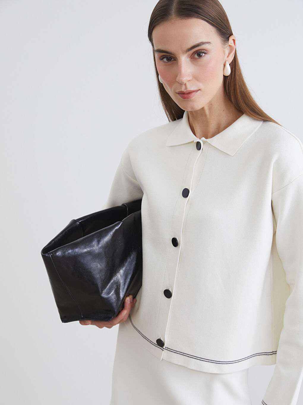 Collared Neck Women's Knitwear Cardigan