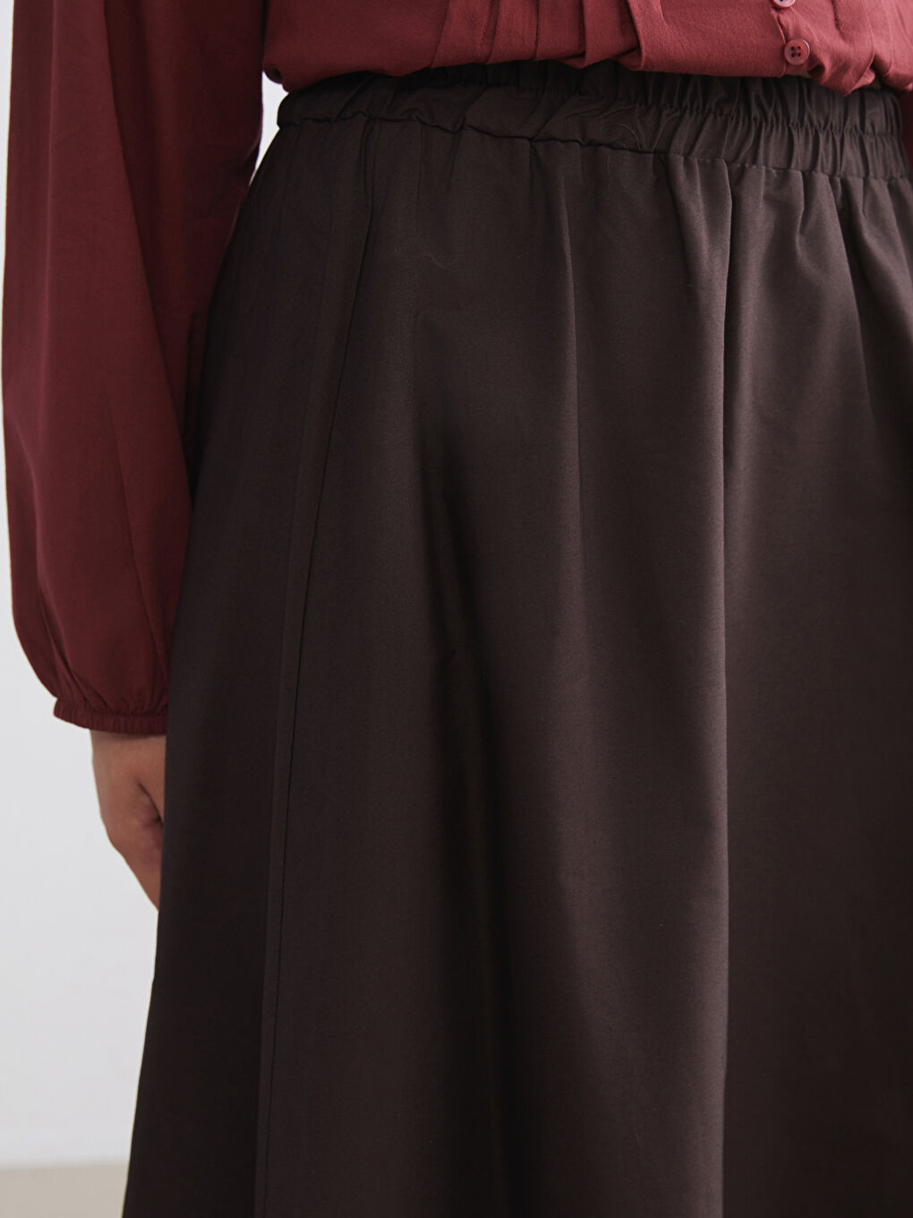 Kahverengi Beli Lastikli Kloş Etek-2