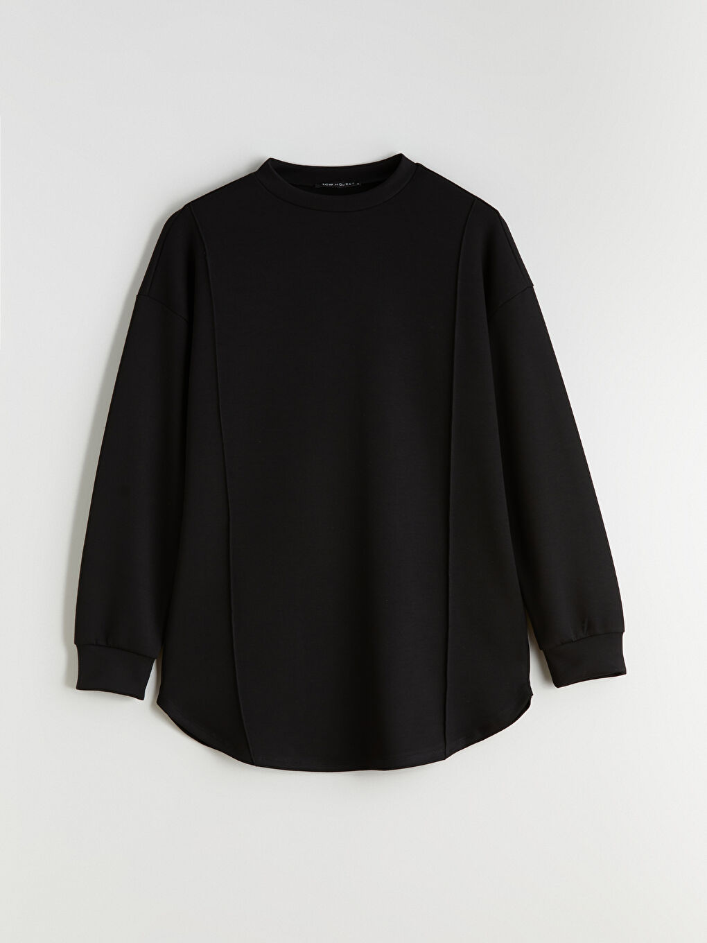 Siyah Bisiklet Yaka Kadın Sweatshirt Tunik-4