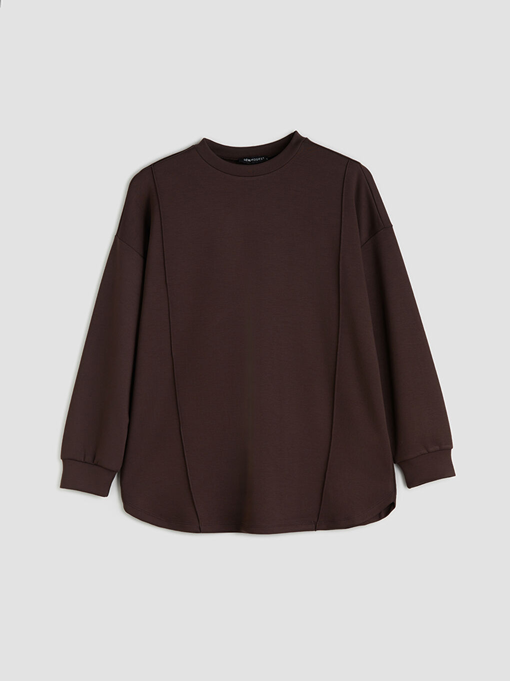 Kahverengi Bisiklet Yaka Kadın Sweatshirt Tunik-3