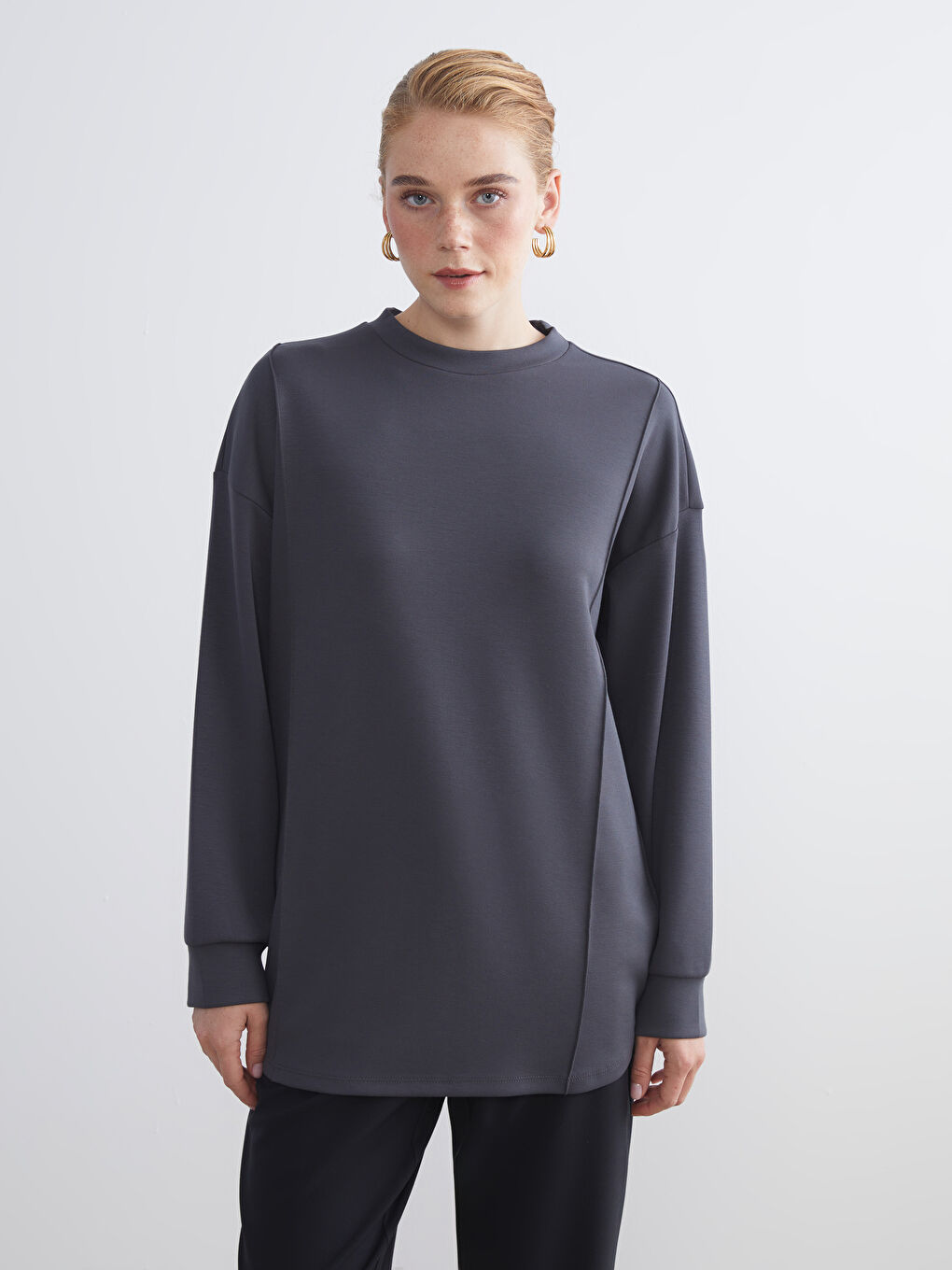 LCW Modest Crew Neck Women's Sweatshirt Tunic -W5JO32Z8-R4Q