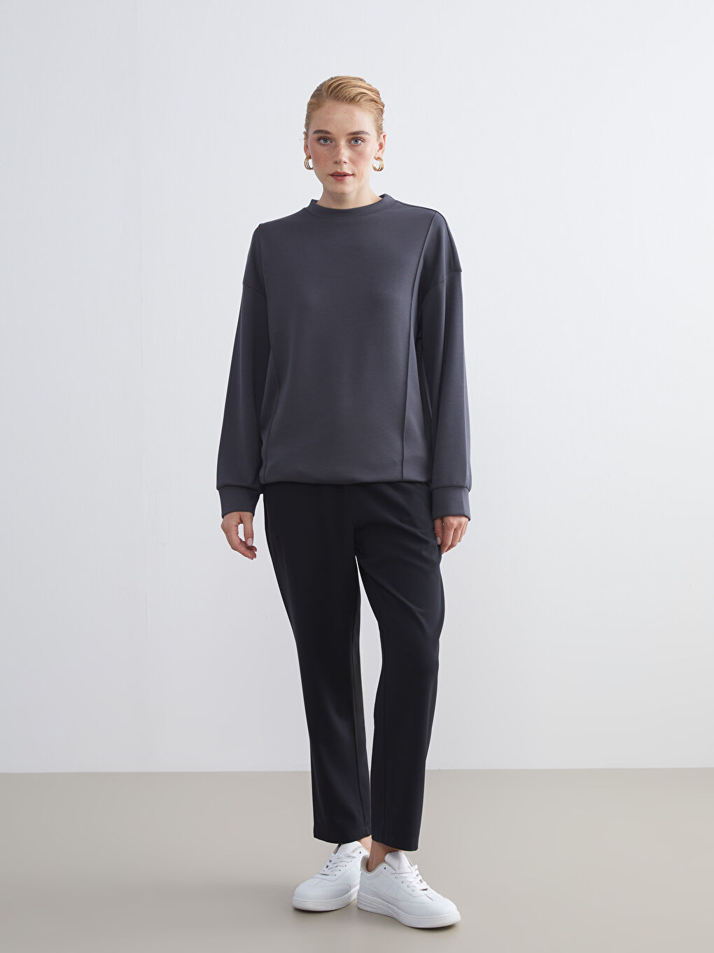 LCW Modest Crew Neck Women's Sweatshirt Tunic -W5JO32Z8-R4Q