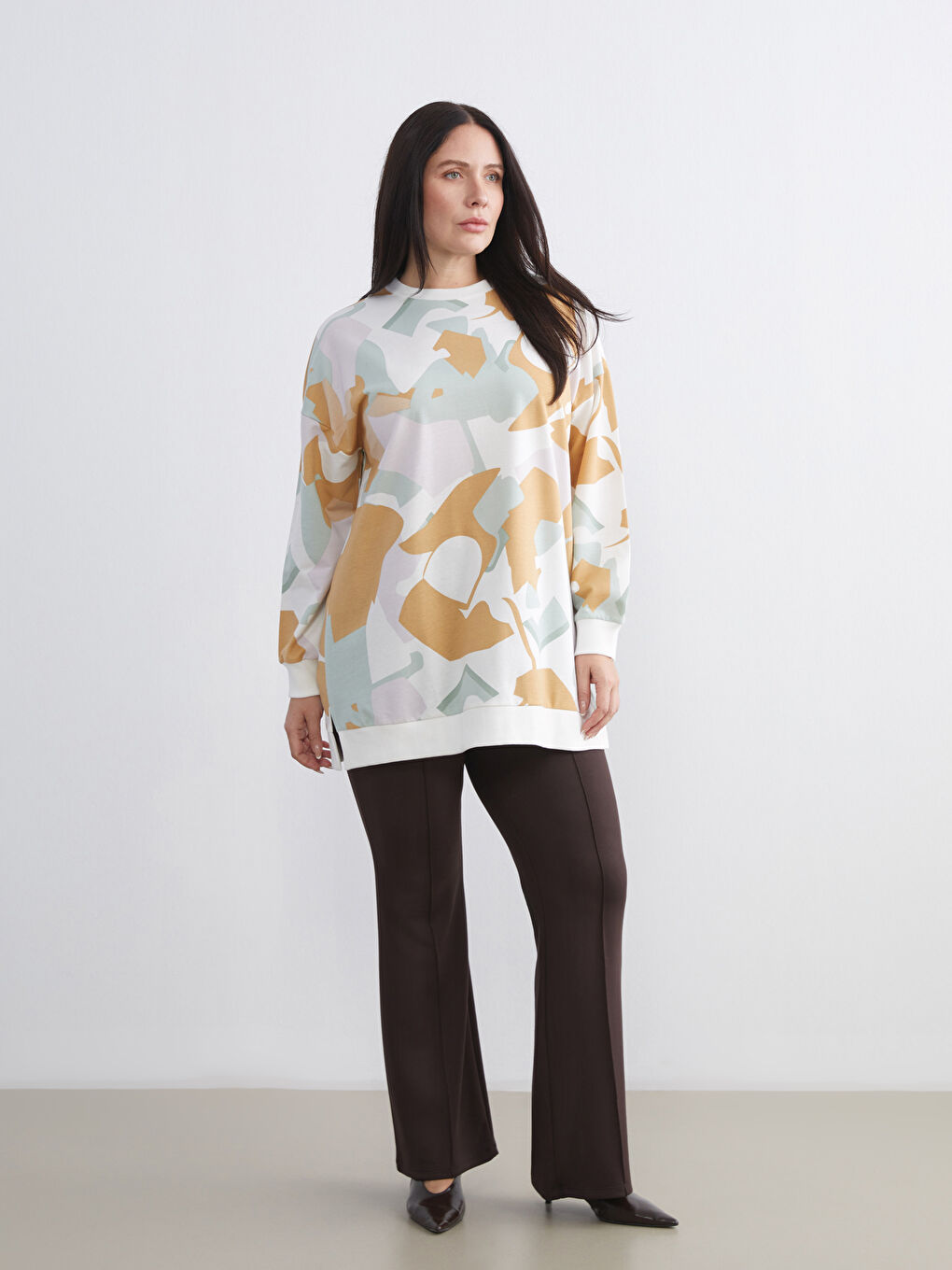 Kahverengi Beli Lastikli Kadın Eşofman Altı-2