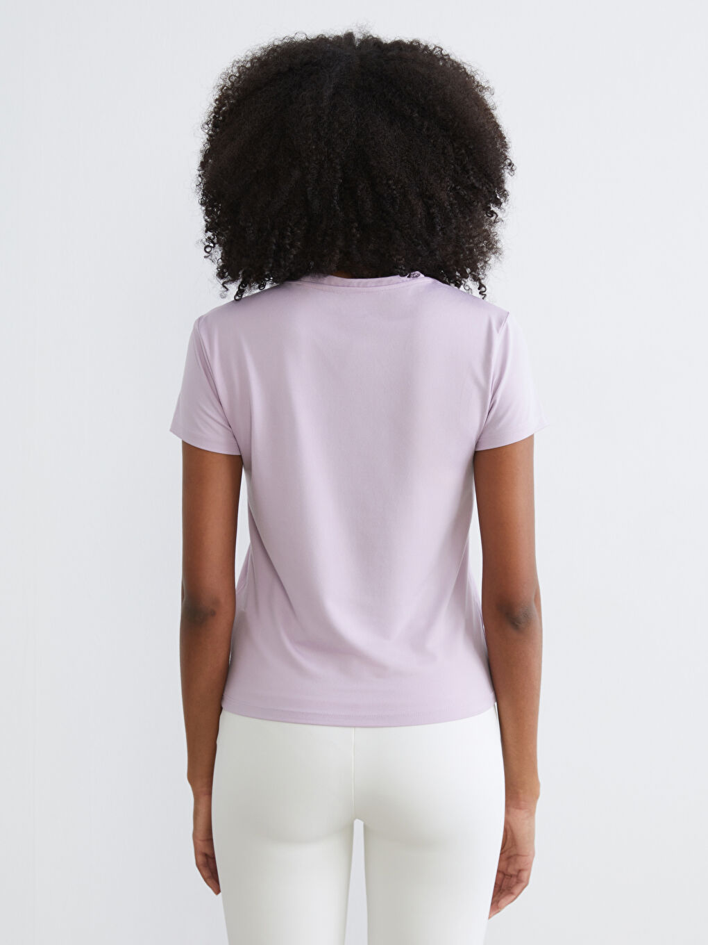 Lila Bisiklet Yaka Soft Touch Kadın Spor Tişört-3
