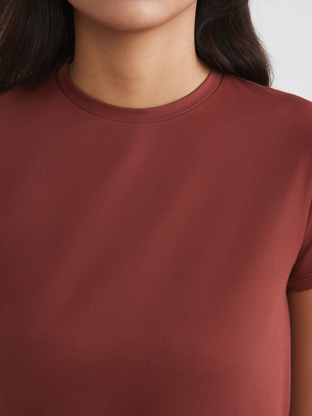 Turuncu Bisiklet Yaka Soft Touch Kadın Spor Tişört-2