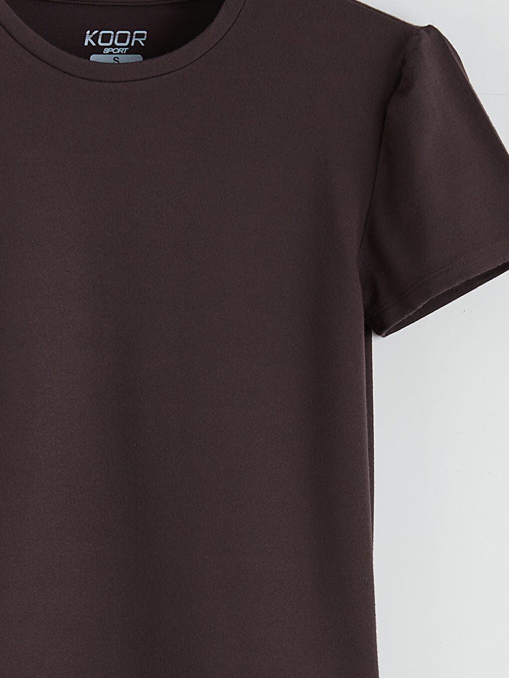 Kahverengi Bisiklet Yaka Soft Touch Kadın Spor Tişört-5