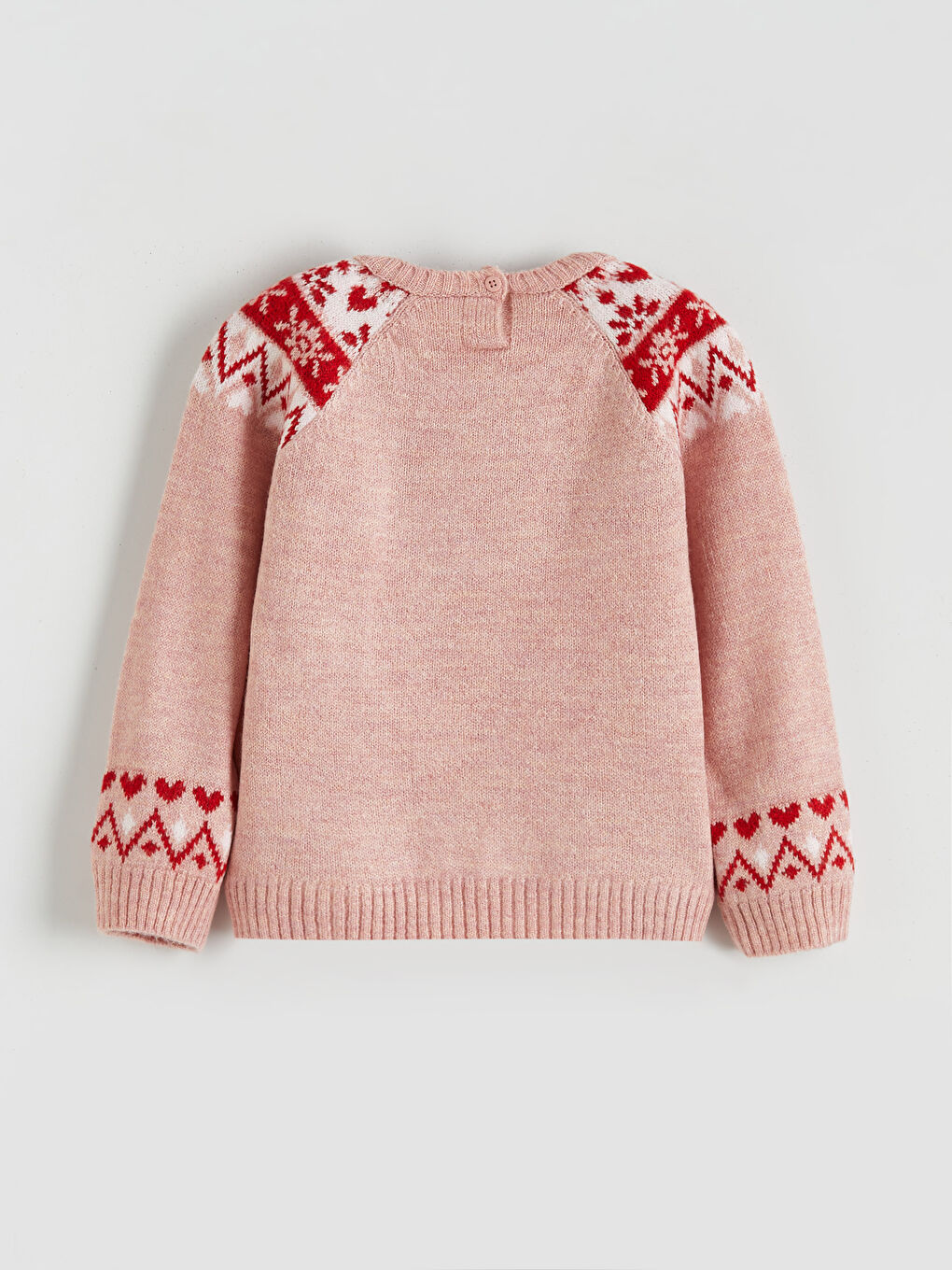 Pembe Bisiklet Yaka Desenli Kız Çocuk Triko Kazak-1