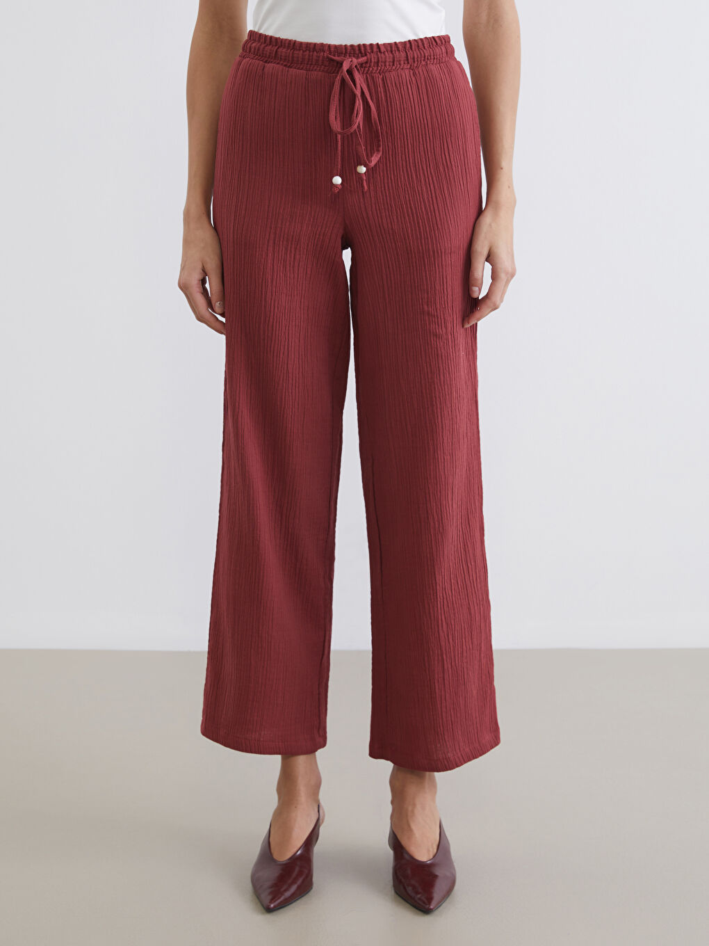 Musselinhose für Damen mit Elastischem Bund und Struktur-2