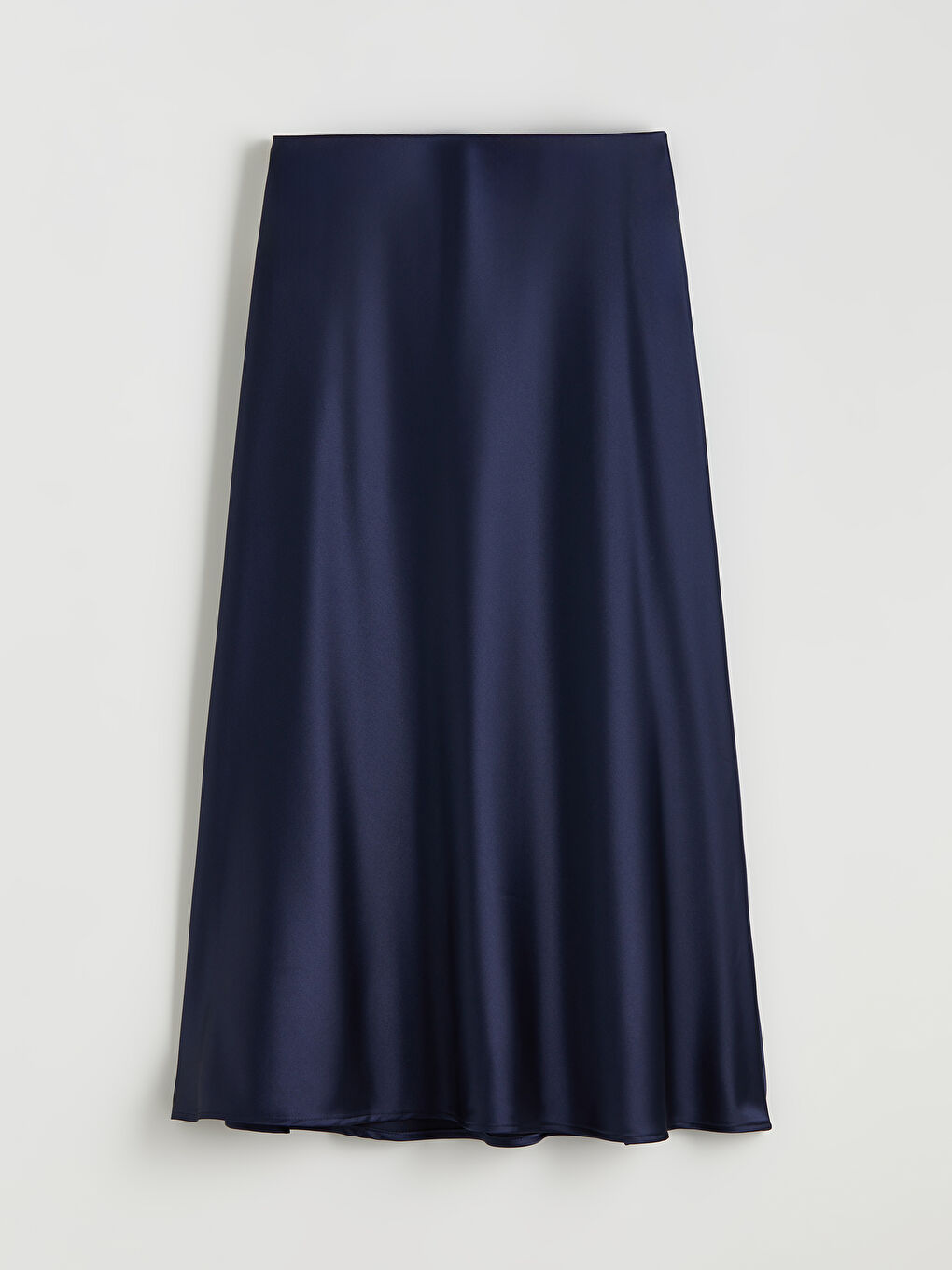 Lacivert Beli Lastikli A Kesim Saten Etek-4