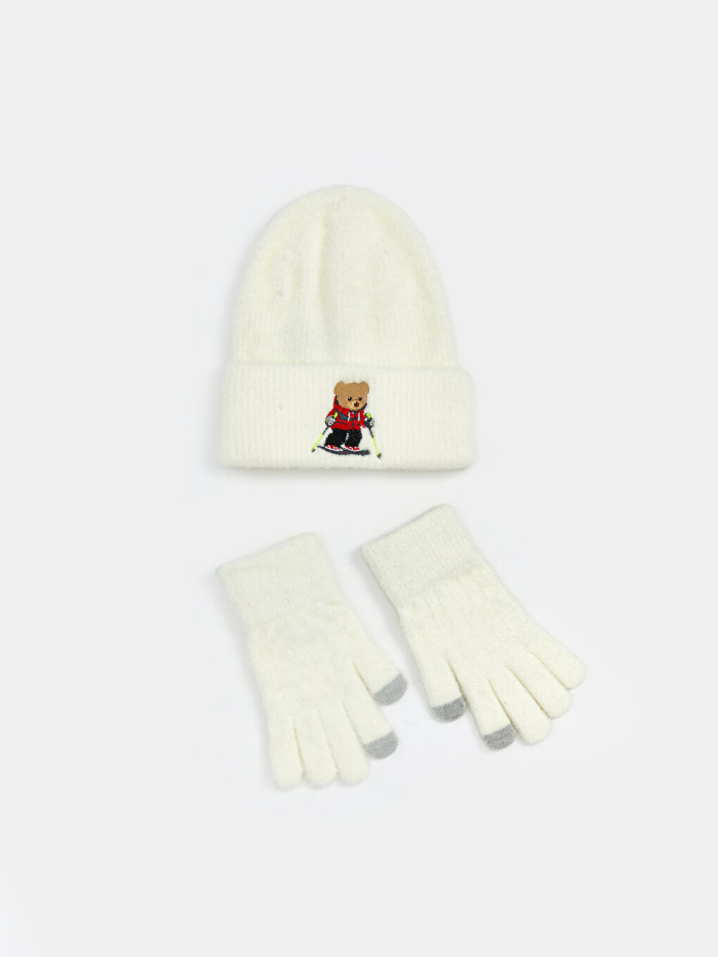 Woman ECRU Scarf & Beanie & Glove Set-1
