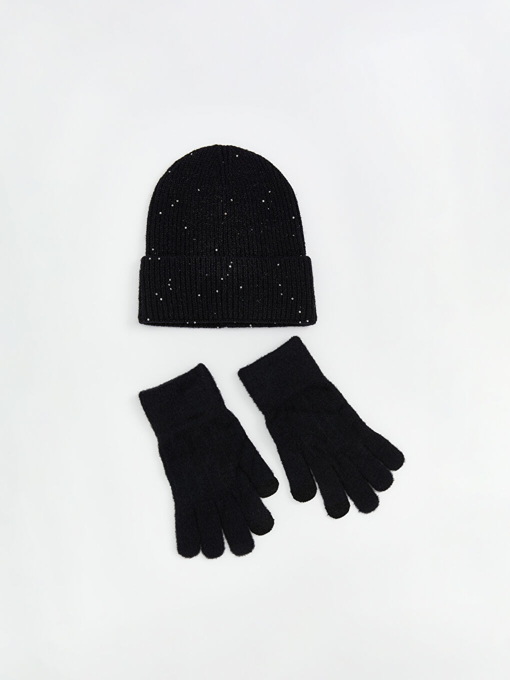 Woman BLACK Scarf & Beanie & Glove Set-1